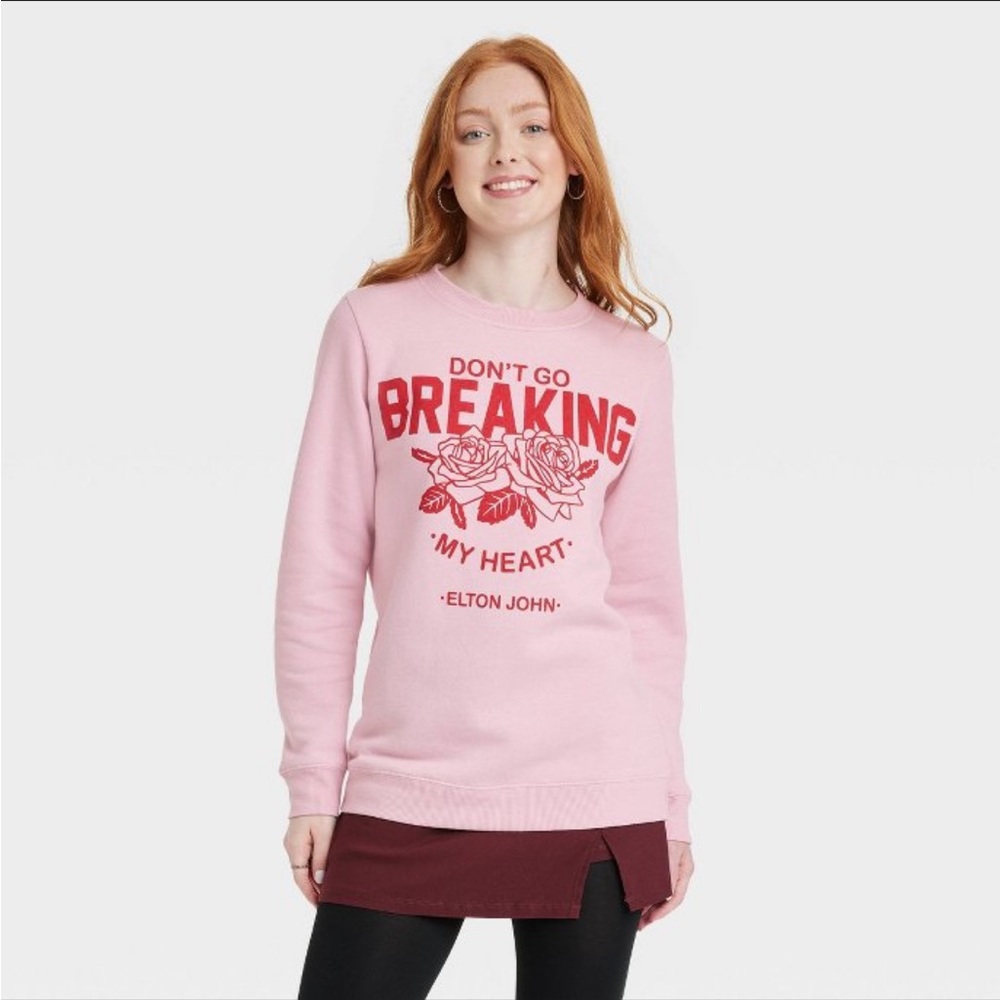 Elton John Pink Don’t Go Breaking my Heart Crewneck Sweatshirt L